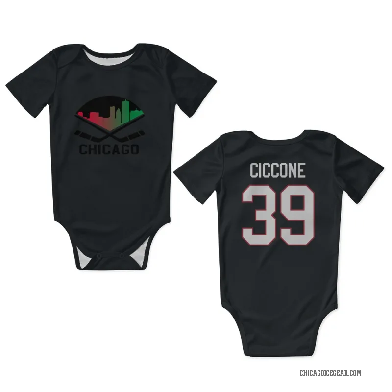 Enrico Ciccone  Black Chicago Blackhawks  Newborn & Infant Bodysuit