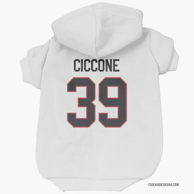 Enrico Ciccone  White Chicago Blackhawks  Cat & Dog Pet Hoodie