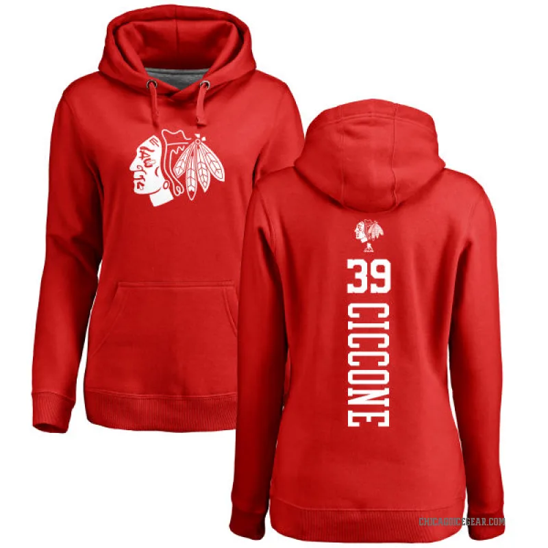 Enrico Ciccone Women's Red Chicago Blackhawks Branded One Color Backer Pullover Hoodie