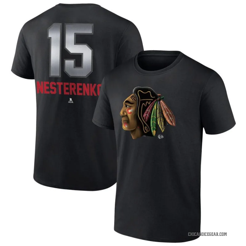 Eric Nesterenko Youth Black Chicago Blackhawks Midnight Mascot Logo T-Shirt