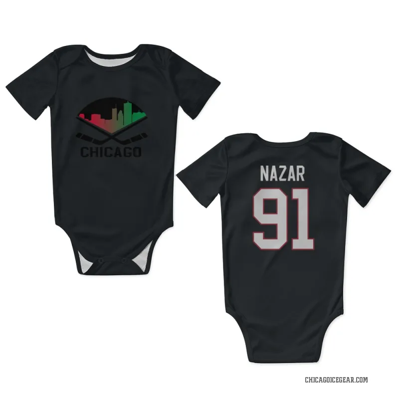 Frank Nazar  Black Chicago Blackhawks  Newborn & Infant Bodysuit