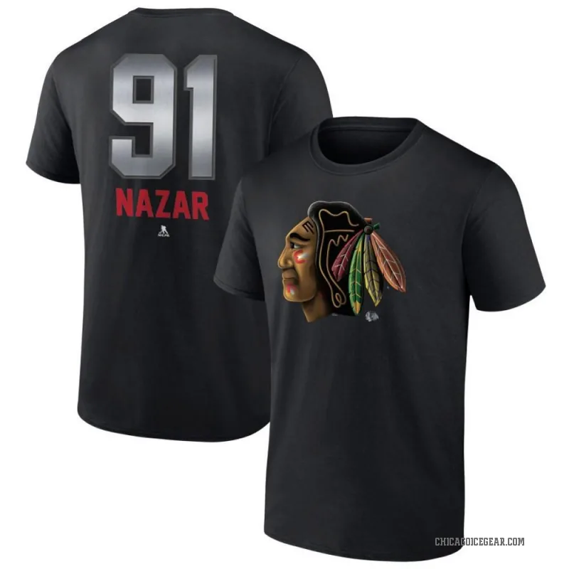 Frank Nazar Men's Black Chicago Blackhawks Midnight Mascot Logo T-Shirt