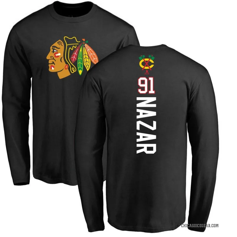 Frank Nazar Youth Black Chicago Blackhawks Backer Long Sleeve T-Shirt -
