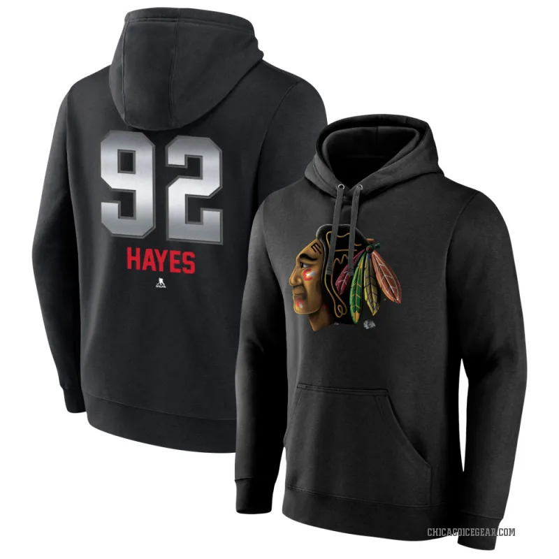 Gavin Hayes Men's Black Chicago Blackhawks Branded Midnight Mascot Logo Pullover Hoodie