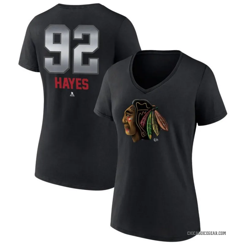 Gavin Hayes Women's Black Chicago Blackhawks Midnight Mascot Logo V-Neck T-Shirt