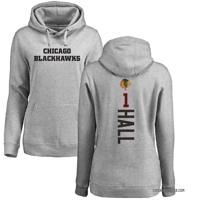 Glenn Hall Women's Chicago Blackhawks Branded Ash Backer Pullover Hoodie