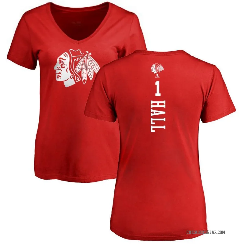 Glenn Hall Women's Red Chicago Blackhawks One Color Backer T-Shirt -