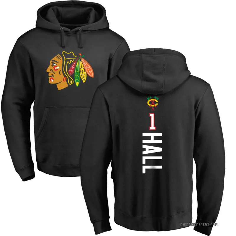 Glenn Hall Youth Black Chicago Blackhawks Branded Backer Pullover Hoodie
