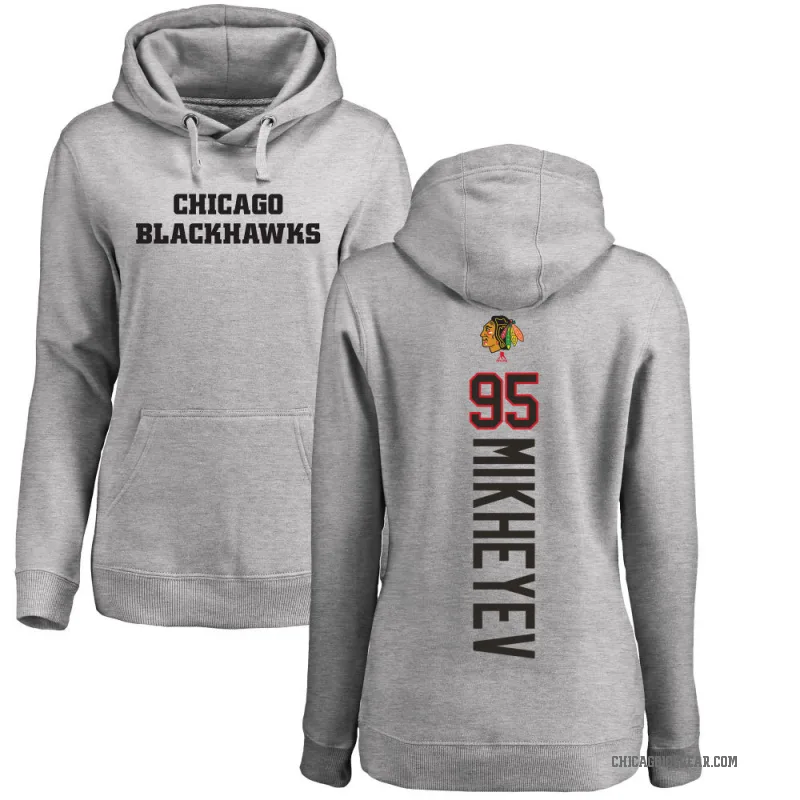 Ilya Mikheyev Women's Chicago Blackhawks Branded Ash Backer Pullover Hoodie