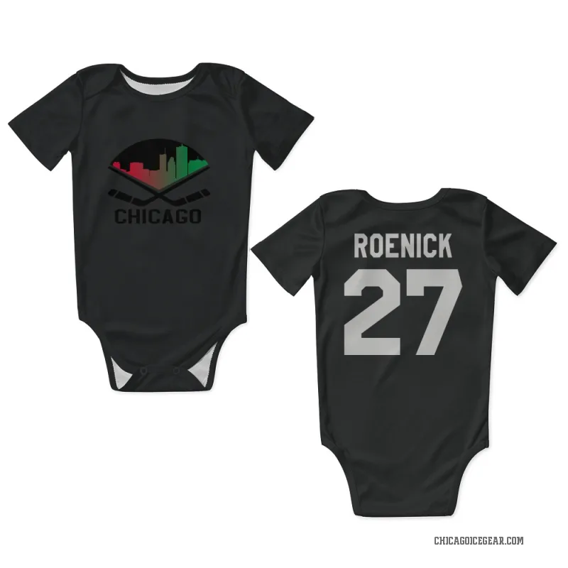 Jeremy Roenick  Black White Chicago Blackhawks  Newborn & Infant Bodysuit