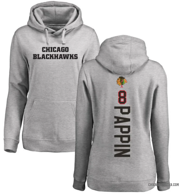Jim Pappin Women's Chicago Blackhawks Branded Ash Backer Pullover Hoodie