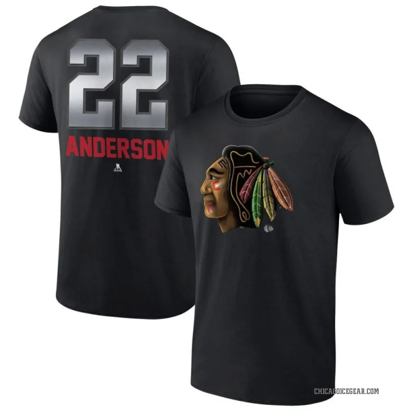 Joey Anderson Men's Black Chicago Blackhawks Midnight Mascot Logo T-Shirt