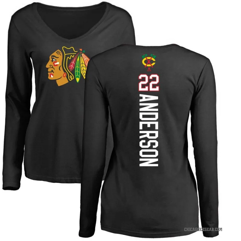 Joey Anderson Women's Black Chicago Blackhawks Backer Long Sleeve T-Shirt -