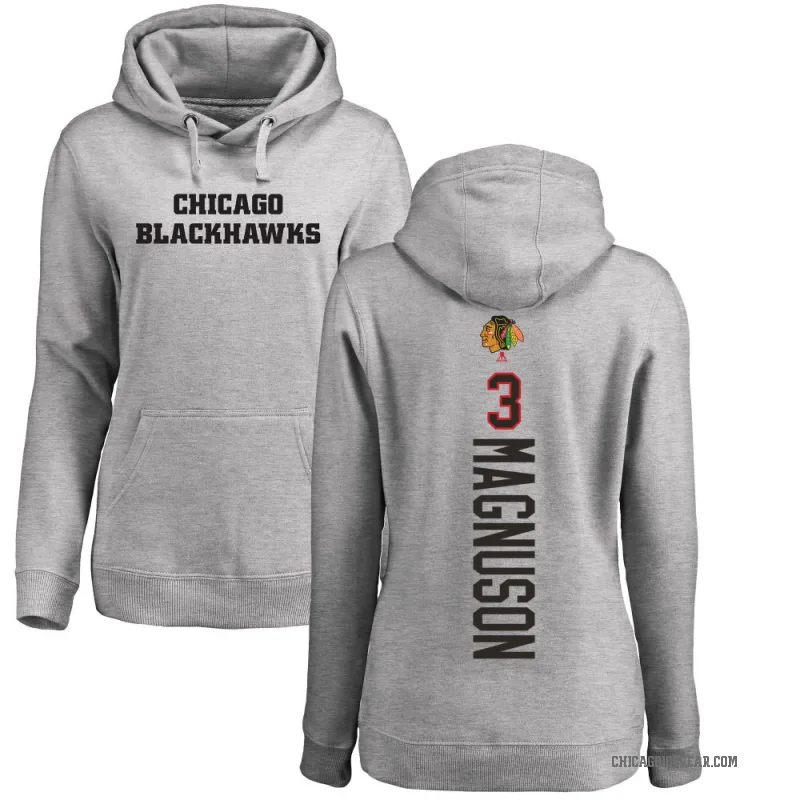 Keith Magnuson Women's Chicago Blackhawks Branded Ash Backer Pullover Hoodie