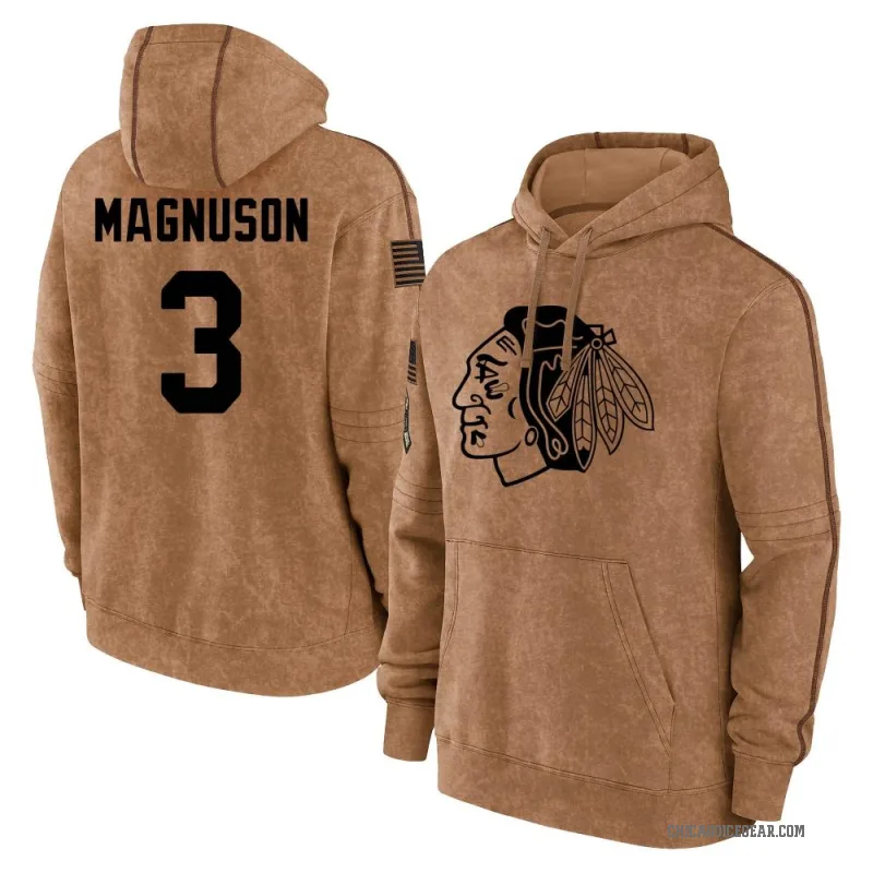 Keith Magnuson Youth Brown Chicago Blackhawks 2023 Salute to Service Club Pullover Hoodie