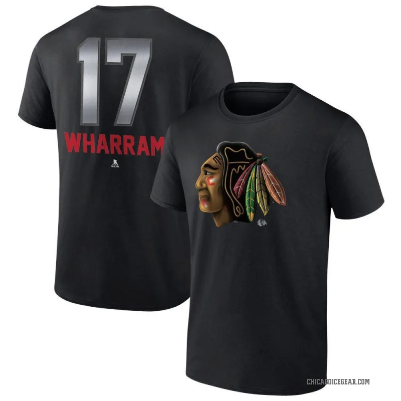 Kenny Wharram Men's Black Chicago Blackhawks Midnight Mascot Logo T-Shirt