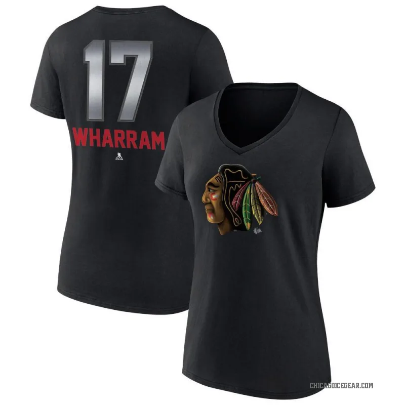 Kenny Wharram Women's Black Chicago Blackhawks Midnight Mascot Logo V-Neck T-Shirt