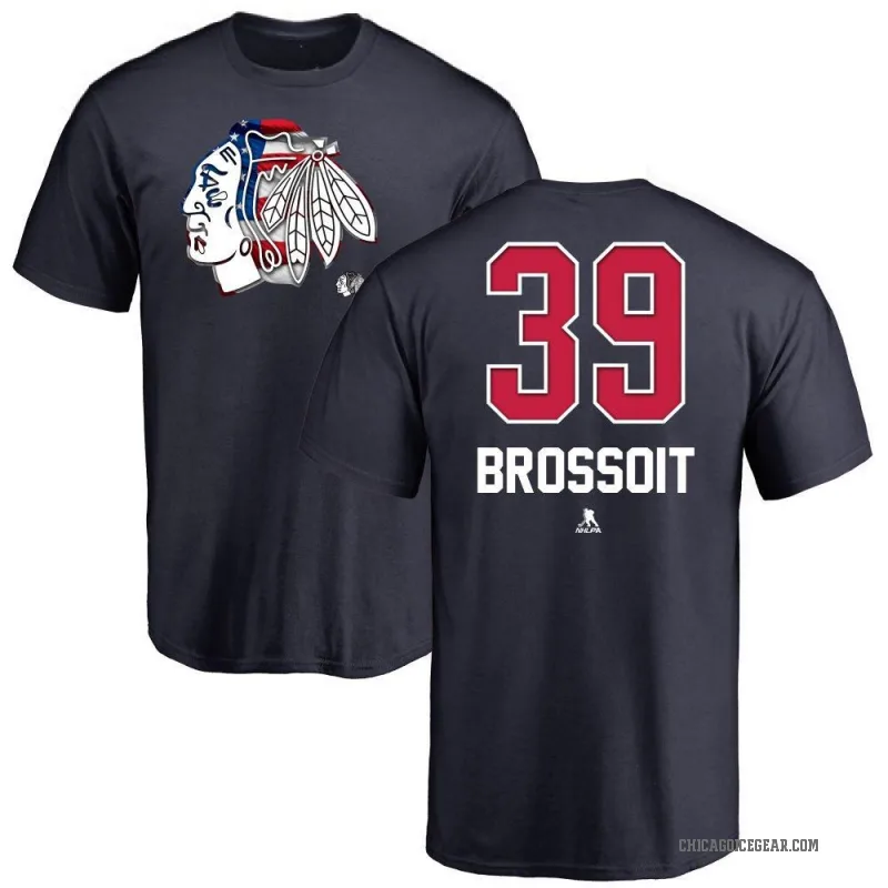 Laurent Brossoit Youth Navy Chicago Blackhawks Name and Number Banner Wave T-Shirt -
