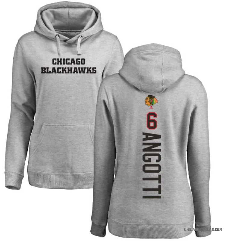 Lou Angotti Women's Chicago Blackhawks Branded Ash Backer Pullover Hoodie