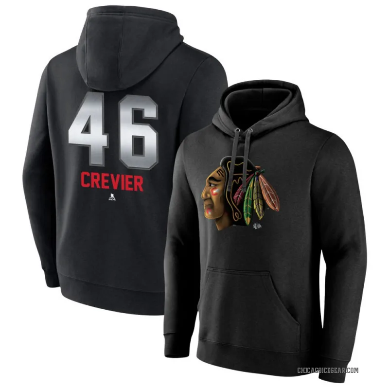 Louis Crevier Youth Black Chicago Blackhawks Branded Midnight Mascot Logo Pullover Hoodie