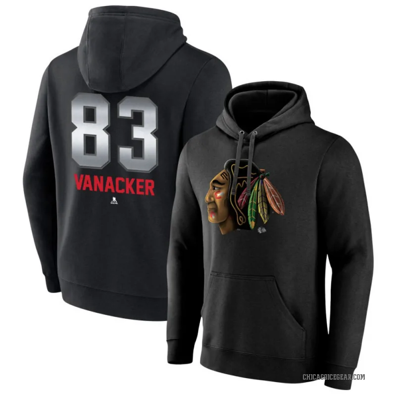 Marek Vanacker Men's Black Chicago Blackhawks Branded Midnight Mascot Logo Pullover Hoodie