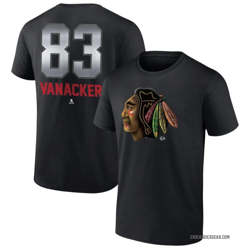 Marek Vanacker Men's Black Chicago Blackhawks Midnight Mascot Logo T-Shirt