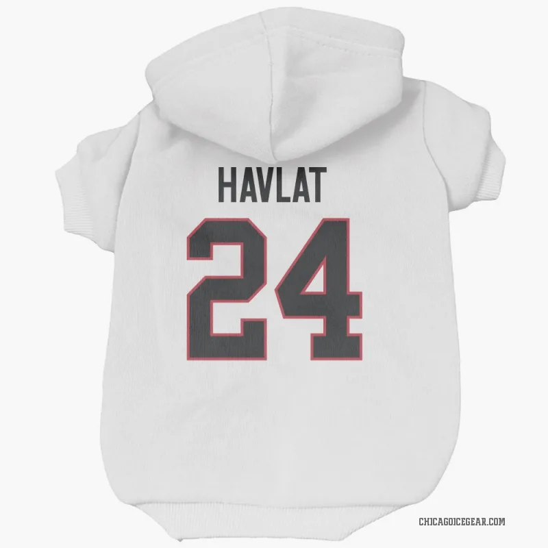 Martin Havlat  White Chicago Blackhawks  Cat & Dog Pet Hoodie