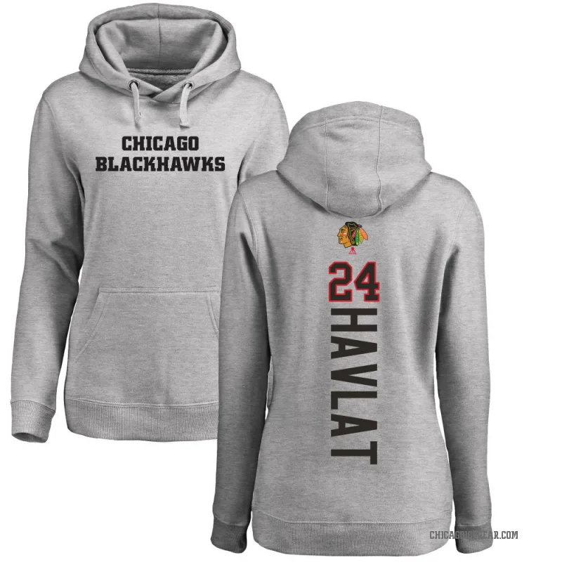 Martin Havlat Women's Chicago Blackhawks Branded Ash Backer Pullover Hoodie