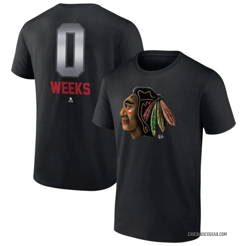 Mitchell Weeks Men's Black Chicago Blackhawks Midnight Mascot Logo T-Shirt