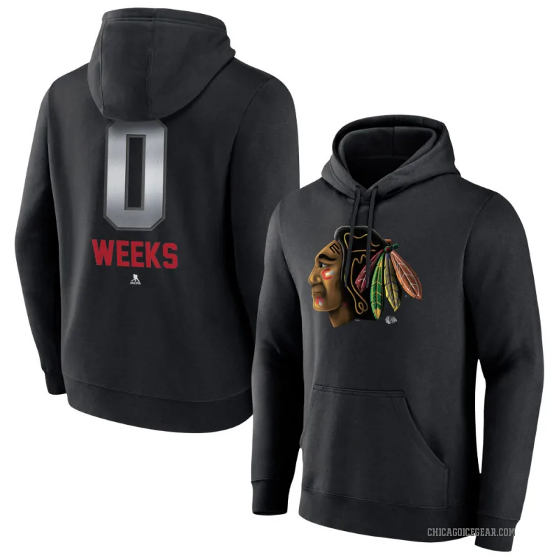 Mitchell Weeks Youth Black Chicago Blackhawks Branded Midnight Mascot Logo Pullover Hoodie