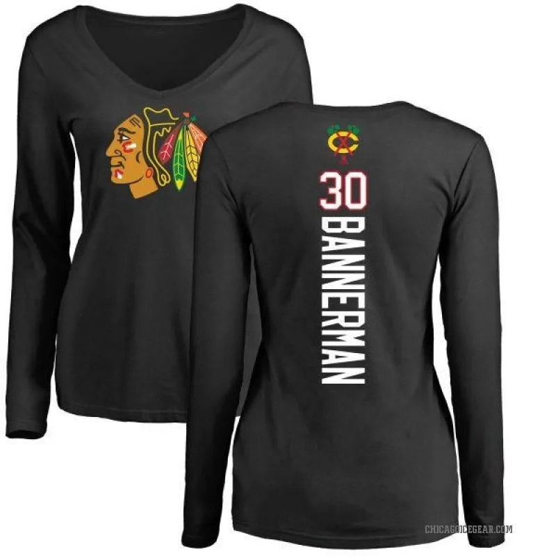 Murray Bannerman Women's Black Chicago Blackhawks Backer Long Sleeve T-Shirt -
