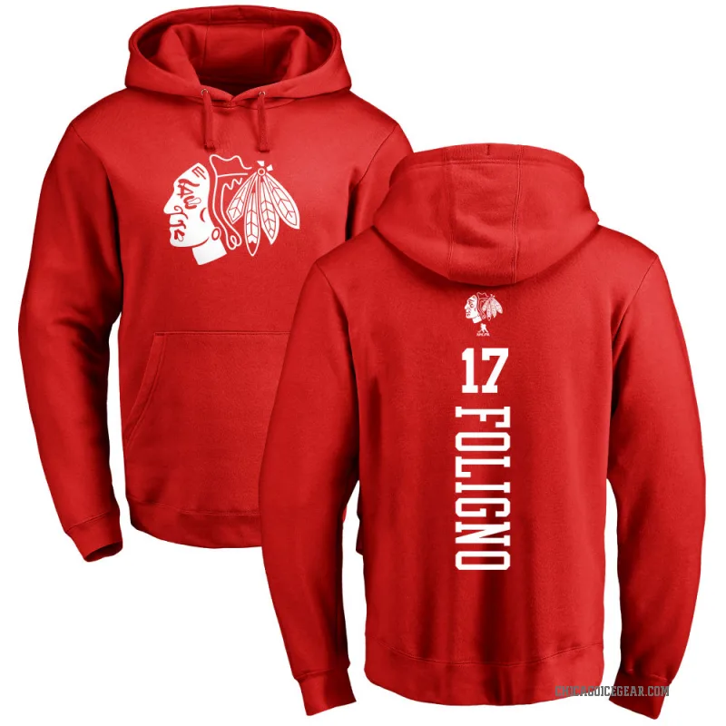 Nick Foligno Men's Red Chicago Blackhawks Branded One Color Backer Pullover Hoodie
