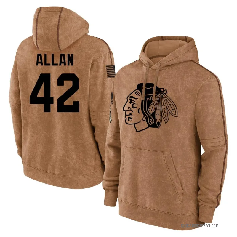 Nolan Allan Men's Brown Chicago Blackhawks 2023 Salute to Service Club Pullover Hoodie