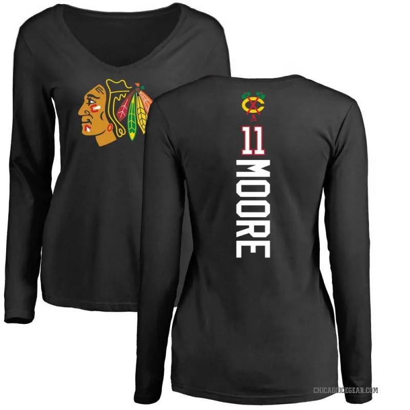 Oliver Moore Women's Black Chicago Blackhawks Backer Long Sleeve T-Shirt -