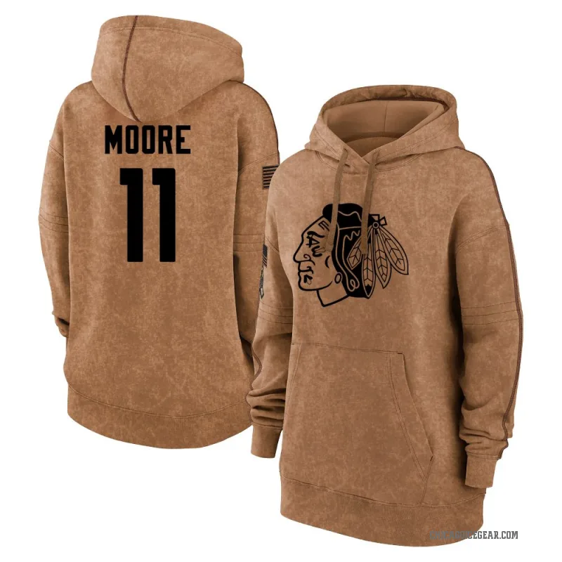 Oliver Moore Women's Brown Chicago Blackhawks 2023 Salute to Service Pullover Hoodie