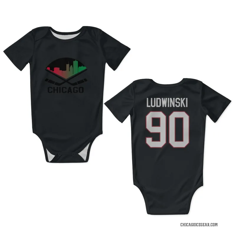 Paul Ludwinski  Black Chicago Blackhawks  Newborn & Infant Bodysuit
