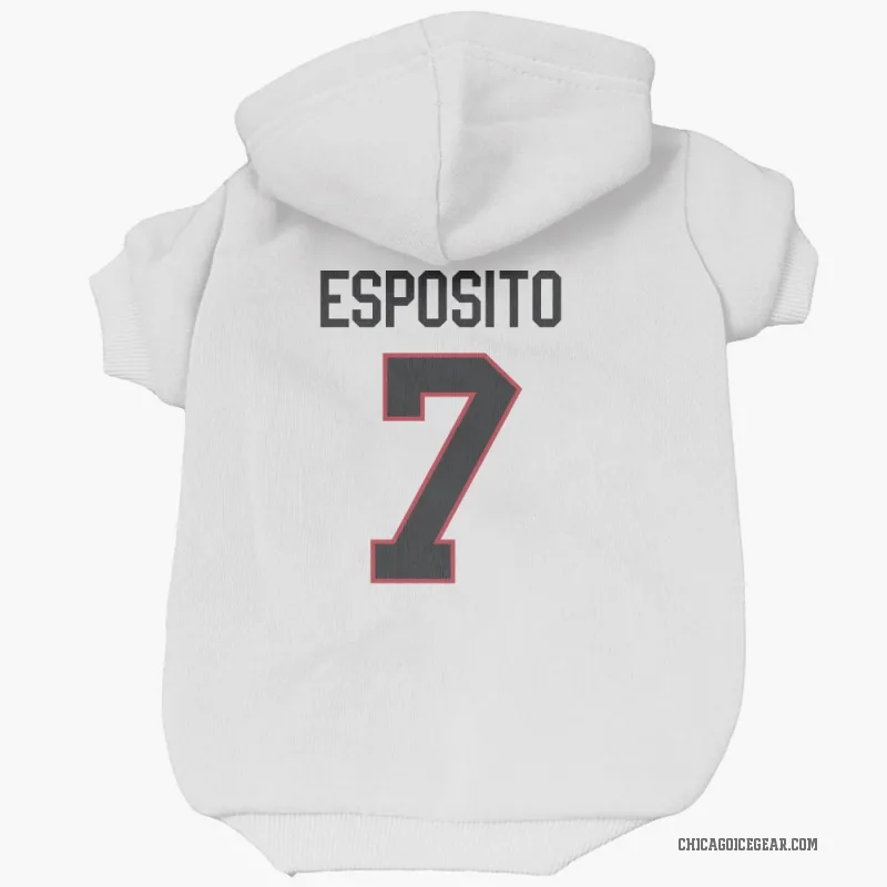 Phil Esposito  White Chicago Blackhawks  Cat & Dog Pet Hoodie