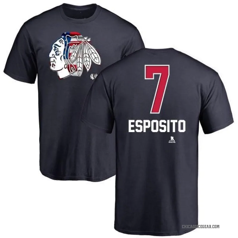 Phil Esposito Youth Navy Chicago Blackhawks Name and Number Banner Wave T-Shirt -