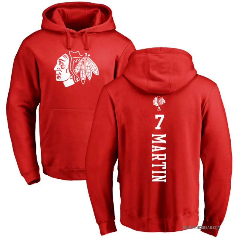 Pit Martin Men's Red Chicago Blackhawks Branded One Color Backer Pullover Hoodie