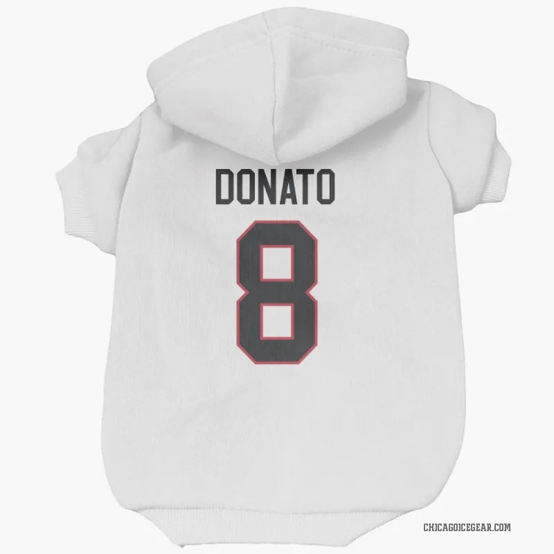 Ryan Donato  White Chicago Blackhawks  Cat & Dog Pet Hoodie