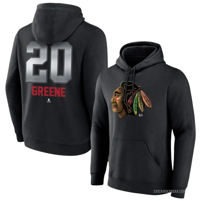 Ryan Greene Youth Green Chicago Blackhawks Branded Black Midnight Mascot Logo Pullover Hoodie