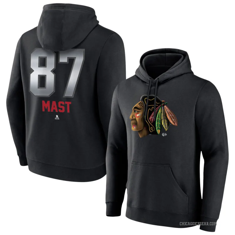 Ryan Mast Youth Black Chicago Blackhawks Branded Midnight Mascot Logo Pullover Hoodie