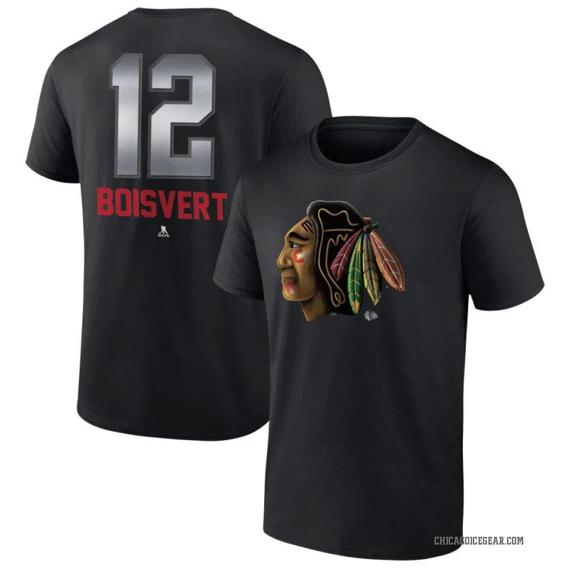 Sacha Boisvert Men's Black Chicago Blackhawks Midnight Mascot Logo T-Shirt