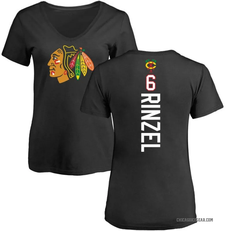 Sam Rinzel Women's Black Chicago Blackhawks Backer T-Shirt -