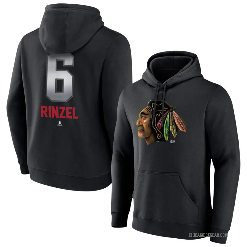 Sam Rinzel Youth Black Chicago Blackhawks Branded Midnight Mascot Logo Pullover Hoodie