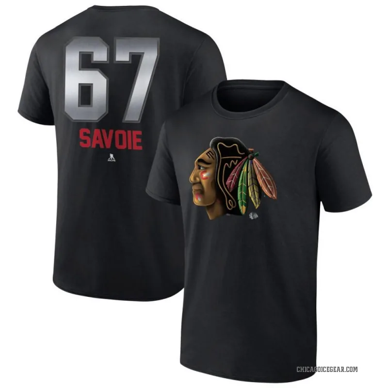 Samuel Savoie Men's Black Chicago Blackhawks Midnight Mascot Logo T-Shirt