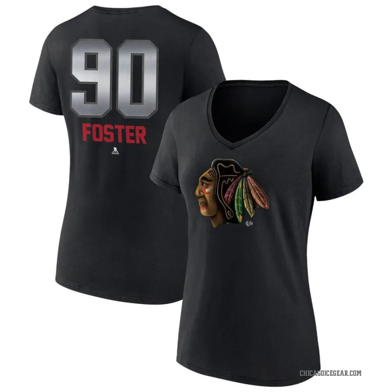 Scott Foster Women's Black Chicago Blackhawks Midnight Mascot Logo V-Neck T-Shirt