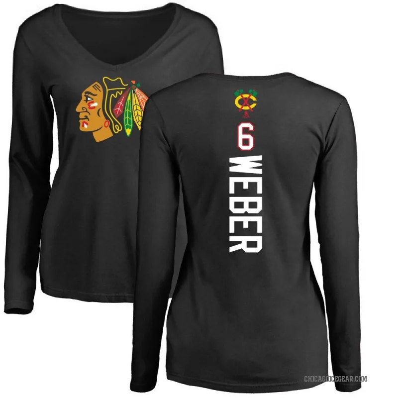 Shea Weber Women's Black Chicago Blackhawks Backer Long Sleeve T-Shirt -