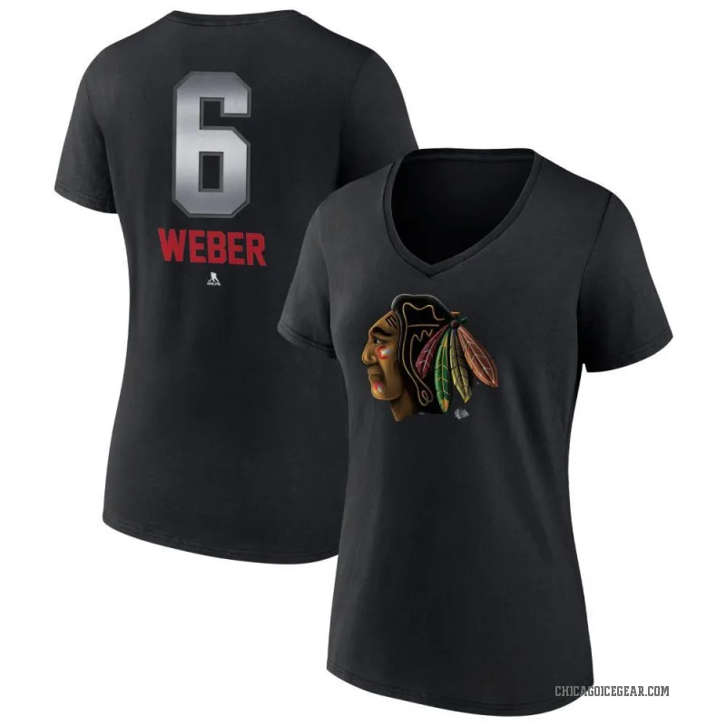Shea Weber Women's Black Chicago Blackhawks Midnight Mascot Logo V-Neck T-Shirt