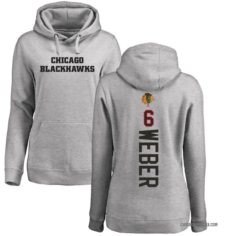 Shea Weber Women's Chicago Blackhawks Branded Ash Backer Pullover Hoodie